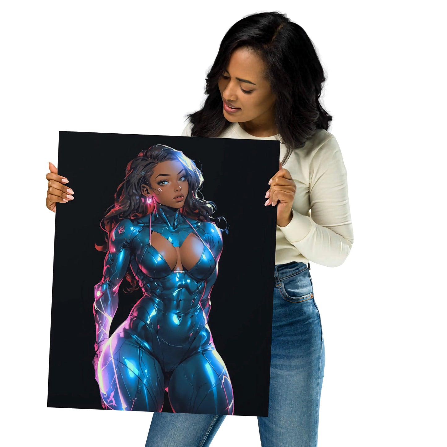 Cyberpunk Afro-Anime Aesthetic Poster — 16×20 Enhanced Matte  M Digital Artz™ PPV