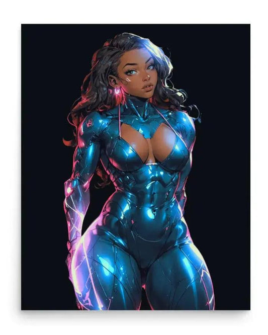 Cyberpunk Afro-Anime Aesthetic Poster — 16×20 Enhanced Matte M Digital Artz™ - M. Digital Artz