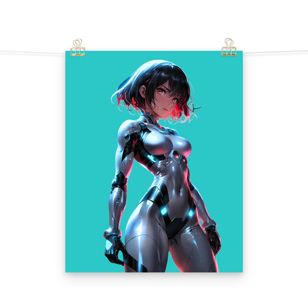 Cyberpunk Neon Female Armor Poster — 16×20 Enhanced Matte | M Digital Artz™ - M. Digital Artz