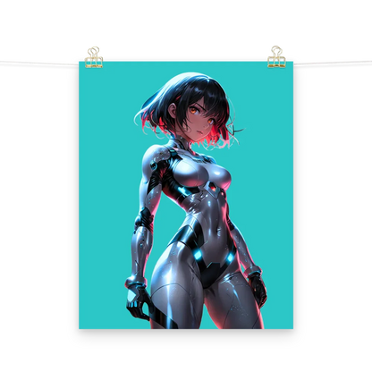 Cyberpunk Neon Female Armor Poster — 16×20 Enhanced Matte | M Digital Artz™ - M. Digital Artz