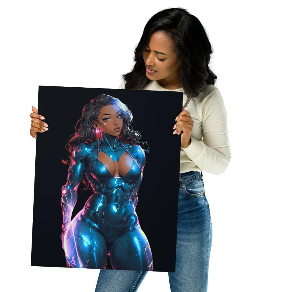 Cyberpunk Afro-Anime Aesthetic Poster — 16×20 Enhanced Matte M Digital Artz™ - M. Digital Artz