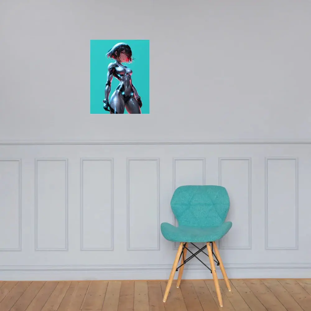 Cyberpunk Neon Female Armor Poster — 16×20 Enhanced Matte | M Digital Artz™ - M. Digital Artz