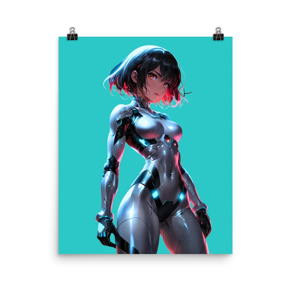 Cyberpunk Neon Female Armor Poster — 16×20 Enhanced Matte | M Digital Artz™ - M. Digital Artz