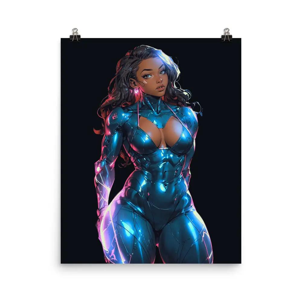 Cyberpunk Afro-Anime Aesthetic Poster — 16×20 Enhanced Matte M Digital Artz™ - M. Digital Artz